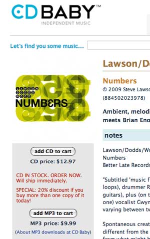 Screen grab of the Lawson/Dodds/Wood page at CDBaby.com